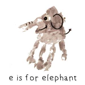 foot and hand print alphabet elephant